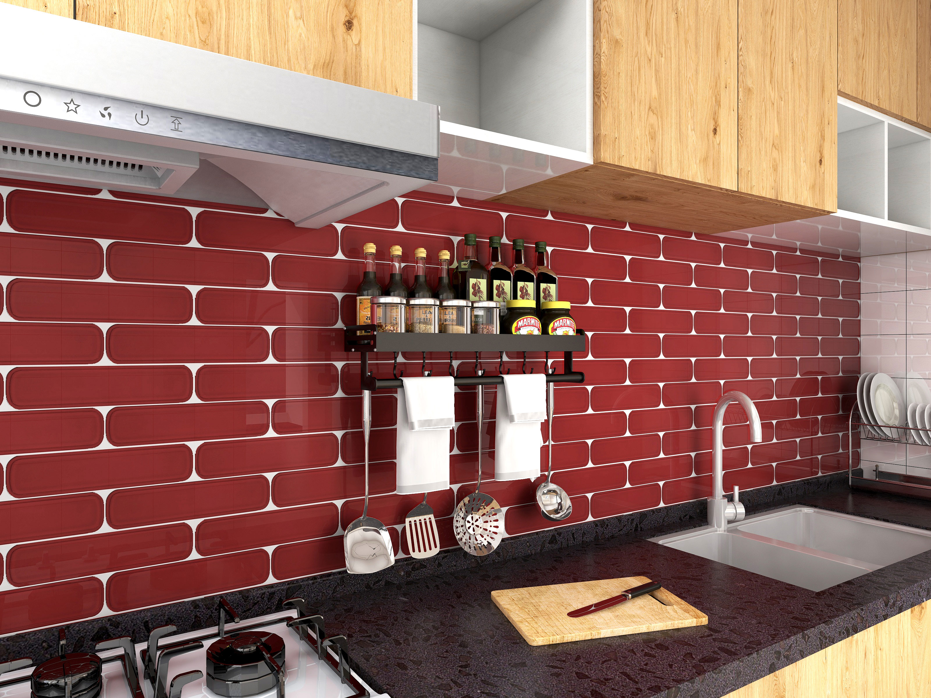 65x265mm china red kitchen handmade wall tiles