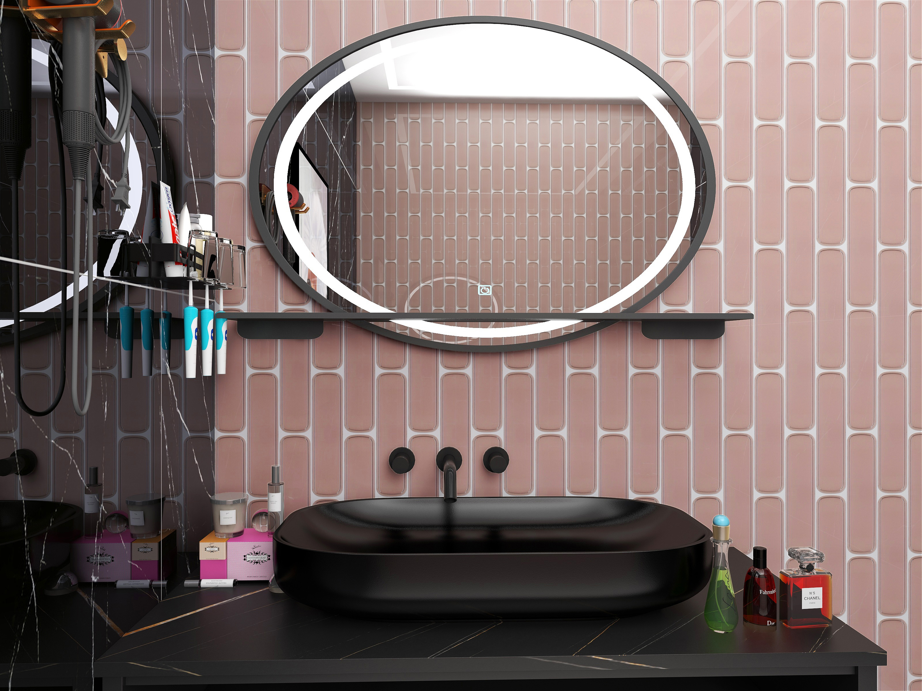 65x265mm dirty pink bathroom handmade wall tiles