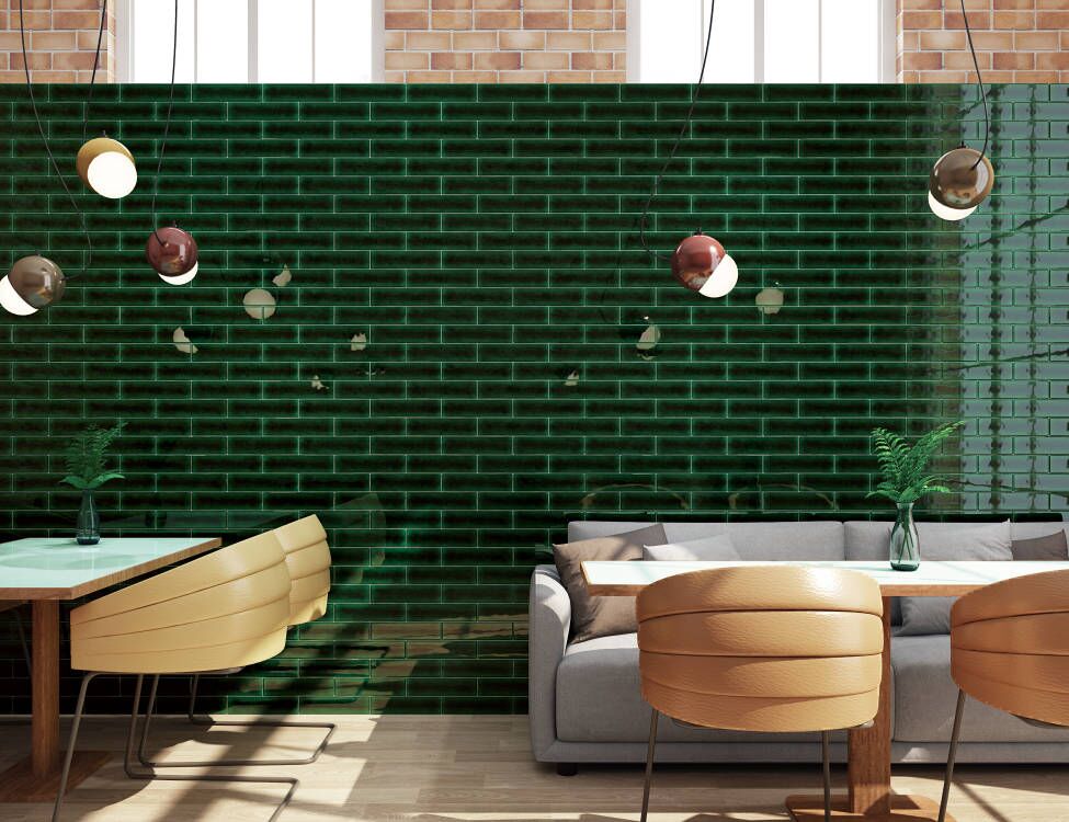 70x280mm dark green handmade wall tiles