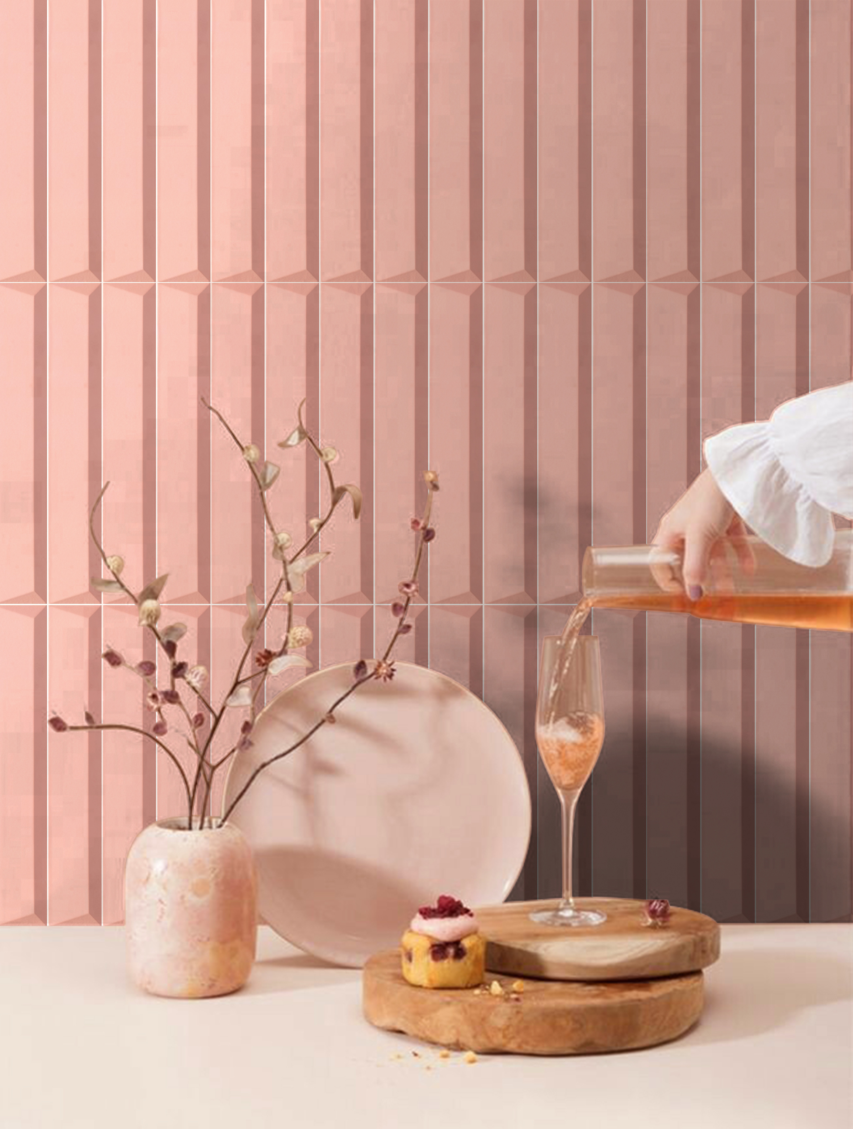 50x300mm pink handmade wall tiles