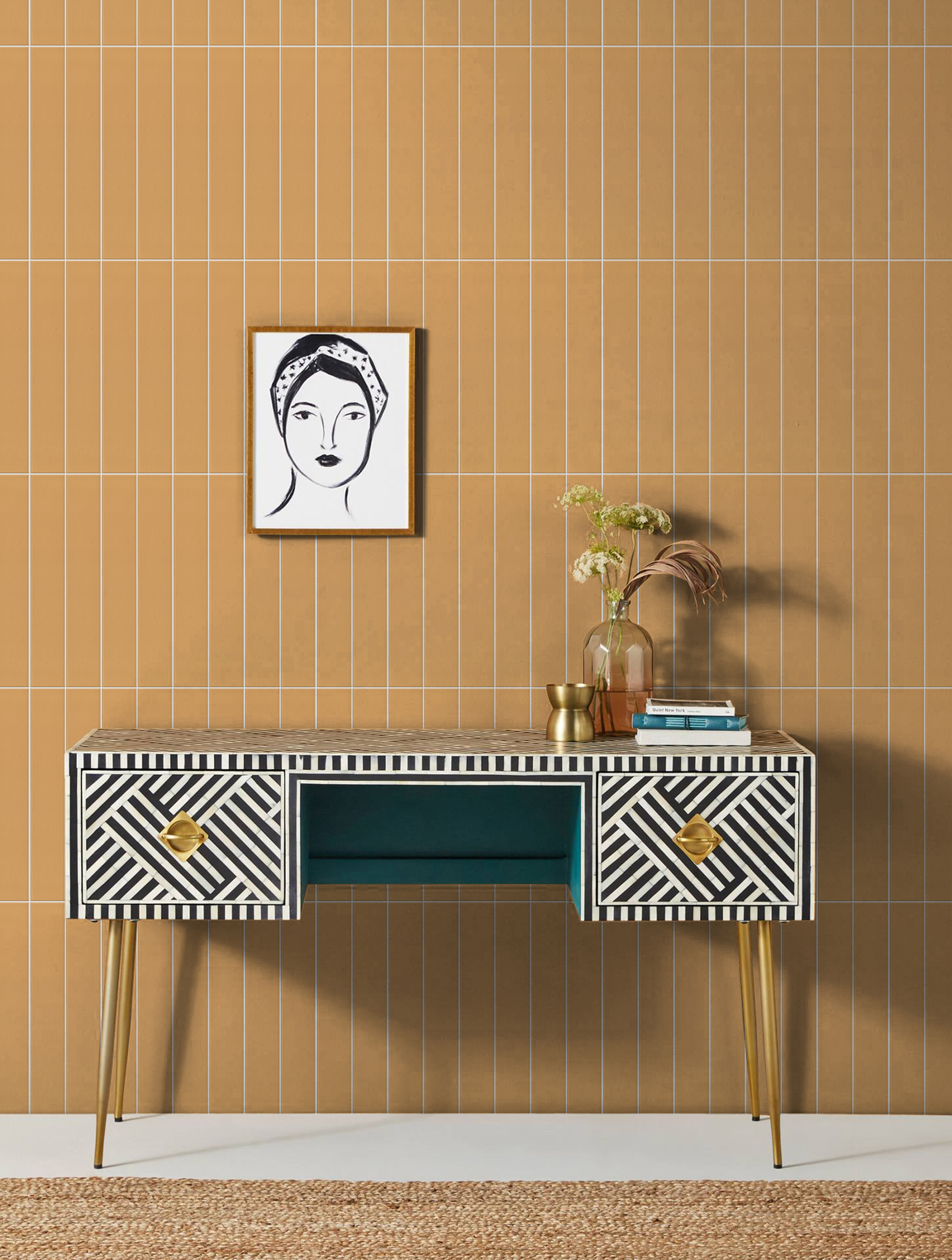 50x300mm pink living room handmade tiles