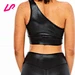 black leather sports bra