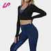 Deep V Neck Thumb Hole Crop Top