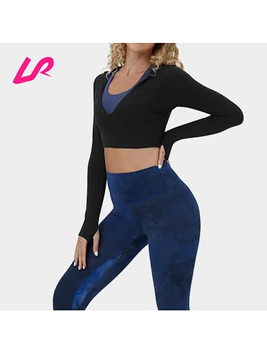 Deep V Neck Thumb Hole Crop Top
