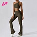 Flared trousers & one shoulder sports bra yoga set