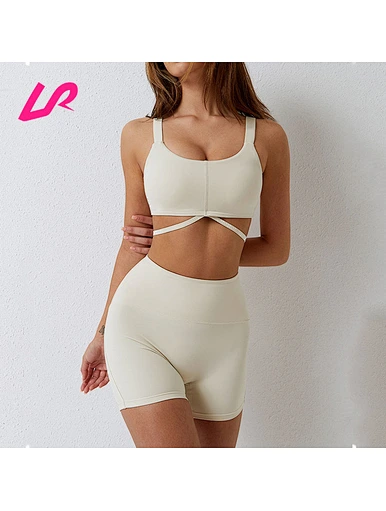 Women sports bra and biker shorts yoiga set wholesale