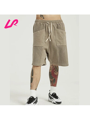 Custom Men High Street Style Acid-washed Knee-length Shorts