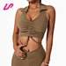 polo turndown collar crop top