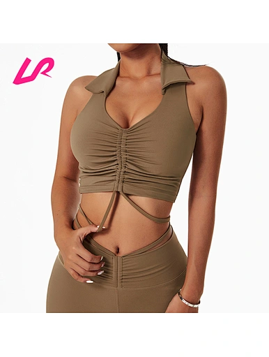 polo turndown collar crop top