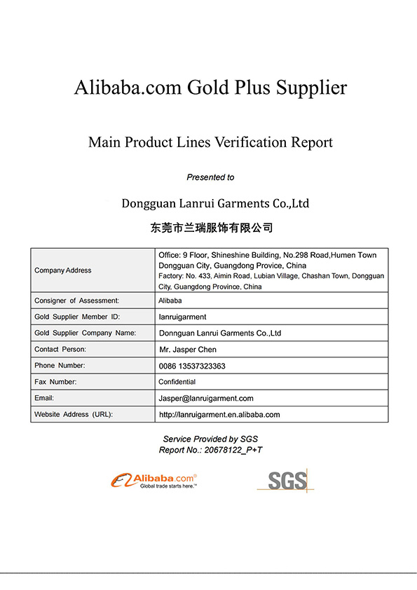 Gold plus supplier certificate