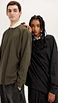 OEM Unisex Trun-down Button Color Block Collar Sweatshirts