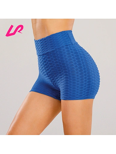 Customized High Waist Yoga Tight Sportswear Knit Honeycomb Textured Soft Sports Biker Booty Shorts For Women