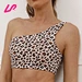 leopard print oneoblique shoulder sports bra for womne