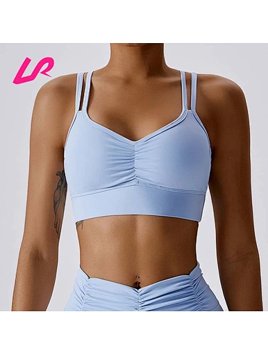 2023 New Arrival Women Fold Front Design Yoga Workout Wear Plus Size Crisscross Back High Impact Sports Bra