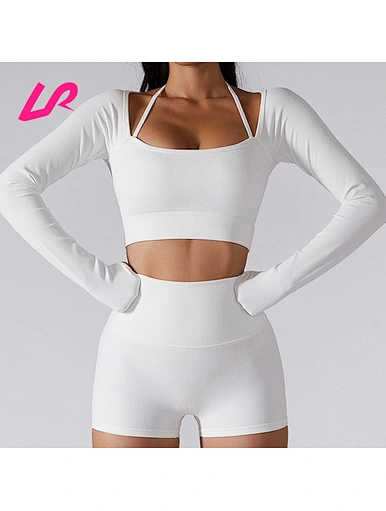 white long sleeve thumb hole crop top shirt wholesale