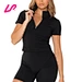 half zip crop top sets