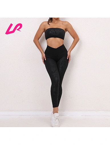 Custom Snake Printed boob tube Sports Bra Legging Yoga Set
