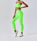 rib neon color sports bra and  tight leggings yoga set
