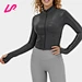 Women's Shine Neck Full Zip Thumb Hole Stretchy Casual Jackets