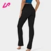 Crossover Back Waistband Pocket Split Hem Yoga Leggings