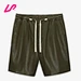 New Fashion Custom Logo Loose Knee Length With 3 Pockets Casual Bermuda Leather Shorts For Men