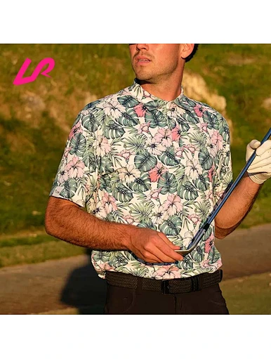 Men's Floral printing polo golf t-shirts manufacture