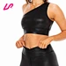 black leather sports bra