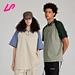Unisex Zip Up Turn-down Collar Color Block Oversize T-shirts
