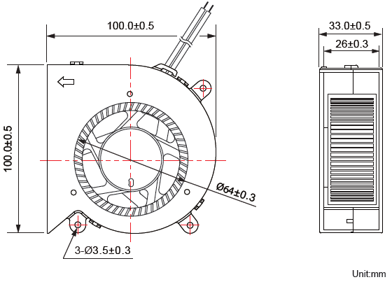CoolCox 10033 blower fan,100x100x33mm,suitable for air purifier
