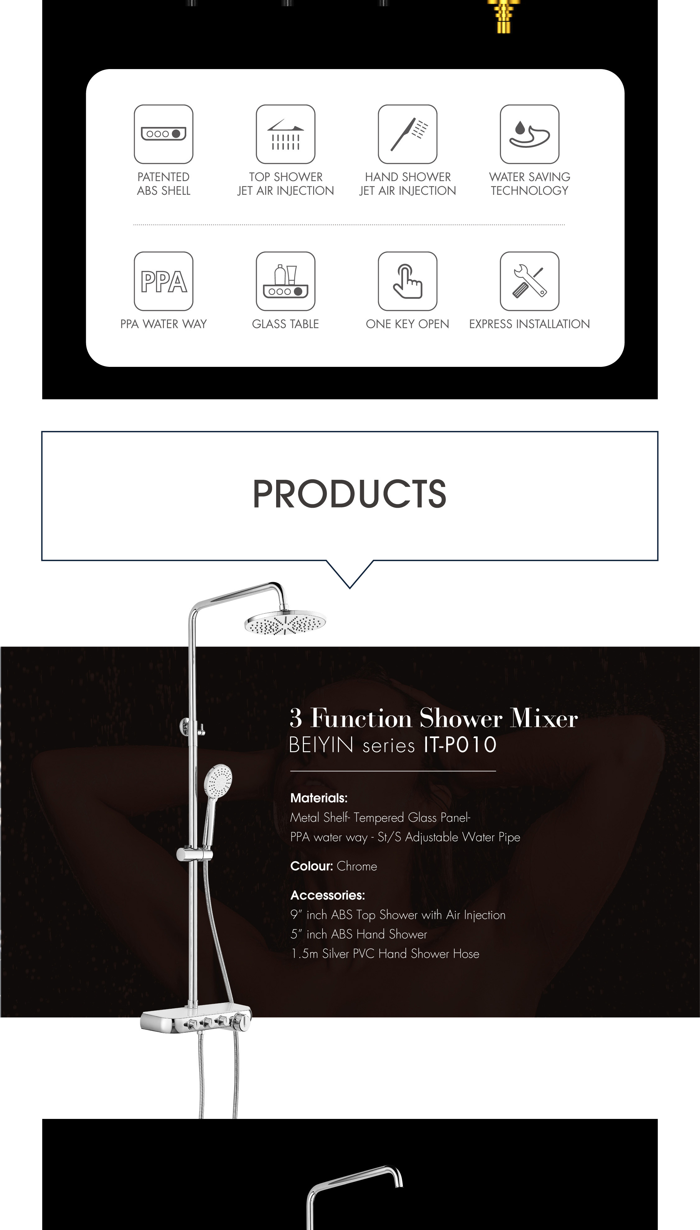 bathroom accessories, shower head, shower set, handheld shower head, multi function shower head, adjustable shower head