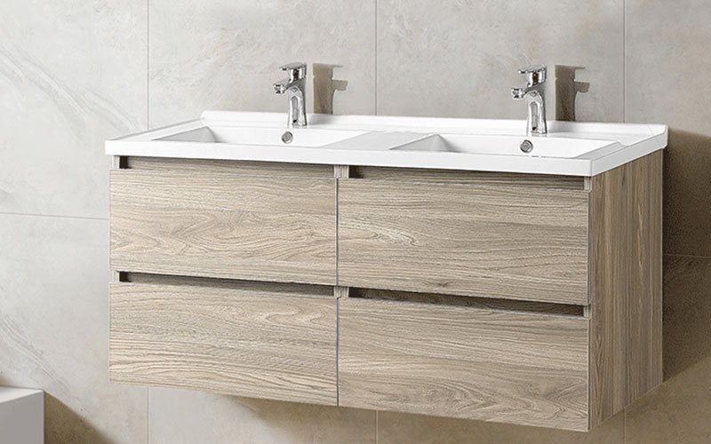 Elevate your bathroom's style with our Modern Wood Grain Bathroom Cabinet featuring an integrated LED mirror and wash basin. This chic and functional piece is perfect for contemporary spaces, combining sleek design with practicality.