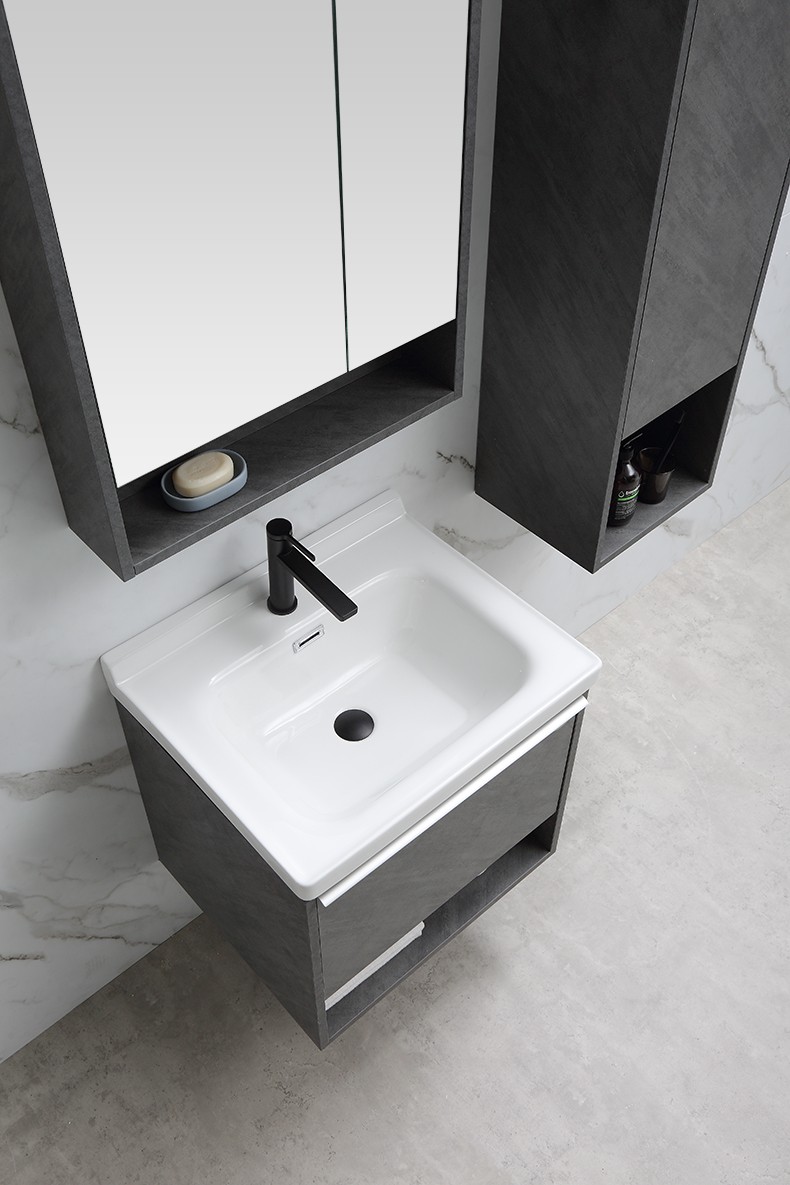 Our wall mounted bathroom vanity not only saves valuable floor space but also enhances the visual appeal of your bathroom. Constructed from high-quality materials, this bathroom vanity features ample bathroom cabinet storage to keep your essentials organized and within reach.