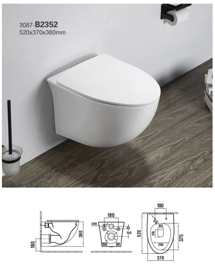 Wholesale wall hang ceramic toilet sanitary ware bathroom toilet rimless wall hung toilet