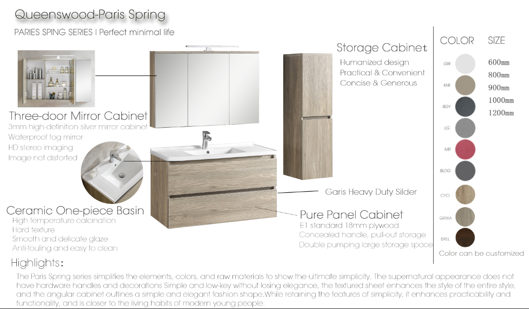 Elevate your bathroom's style with our Modern Wood Grain Bathroom Cabinet featuring an integrated LED mirror and wash basin. This chic and functional piece is perfect for contemporary spaces, combining sleek design with practicality.