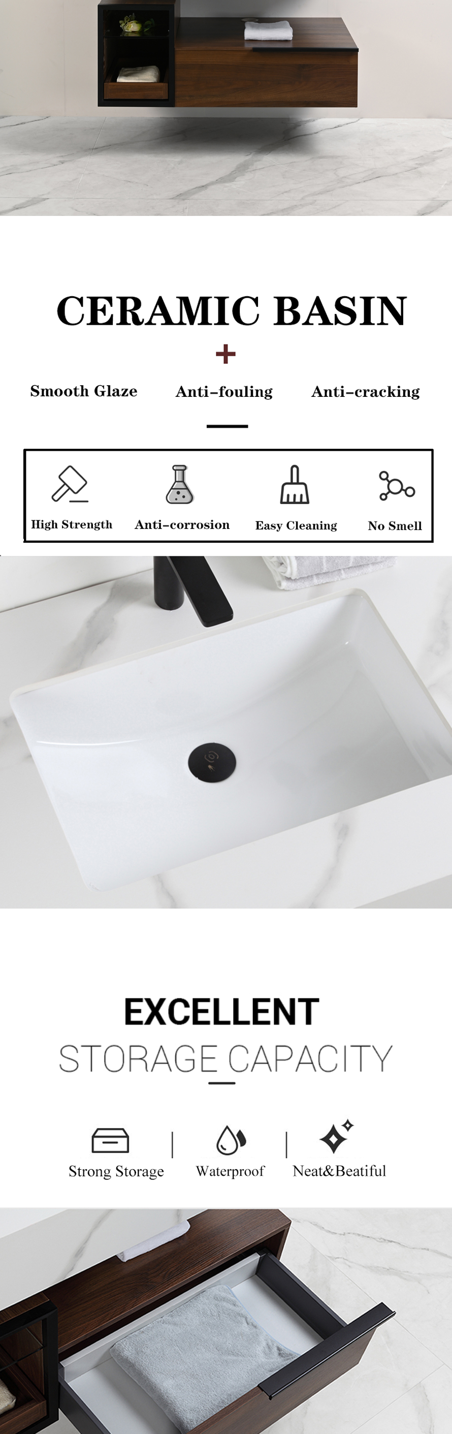 Floating Cabinet Factory Factory directly Bathroom Vanities with Sink Furniture Luxury Wall Mounted