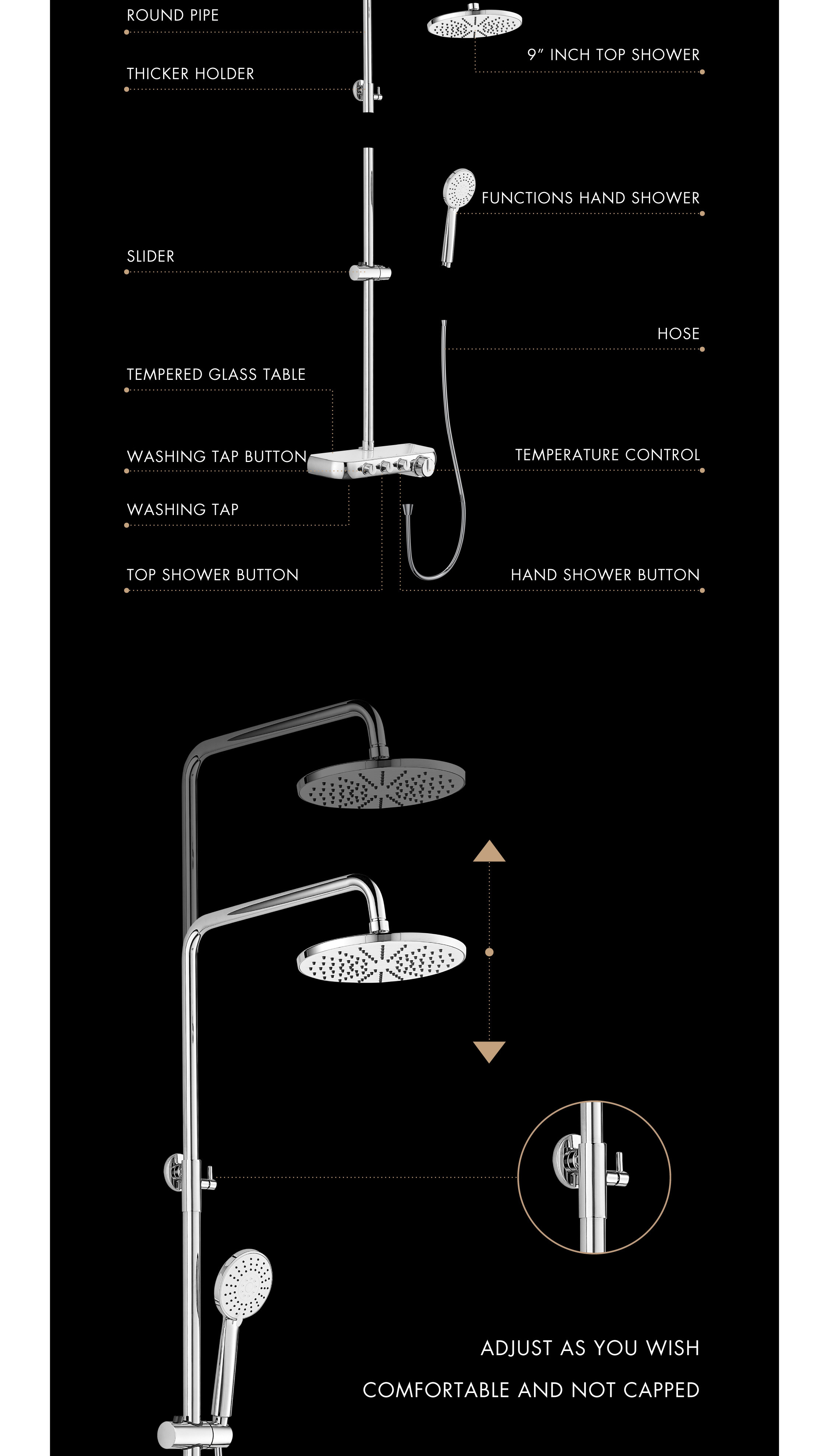bathroom accessories, shower head, shower set, handheld shower head, multi function shower head, adjustable shower head