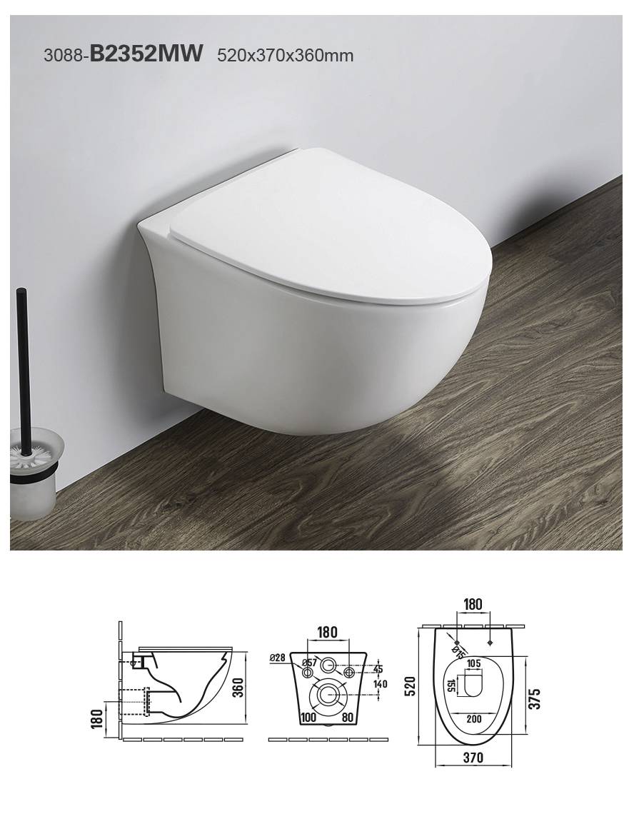 Wholesale wall hang ceramic toilet sanitary ware bathroom toilet rimless wall hung toilet