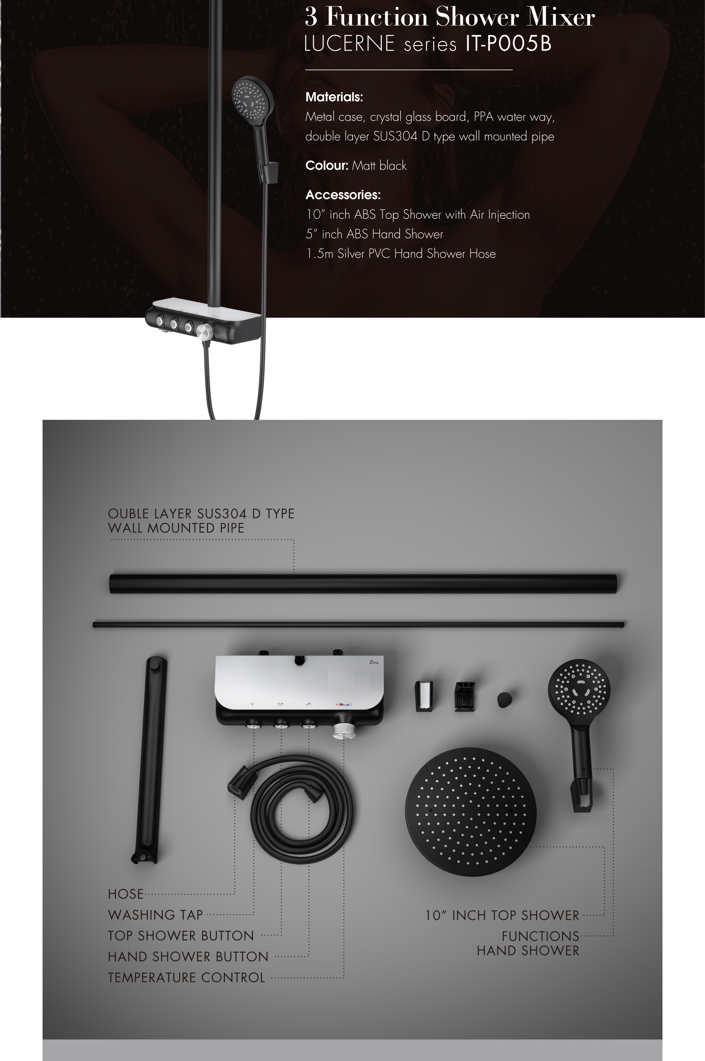 bathroom accessories, shower head, shower set, handheld shower head, ceiling mount rain shower head, multi function shower head