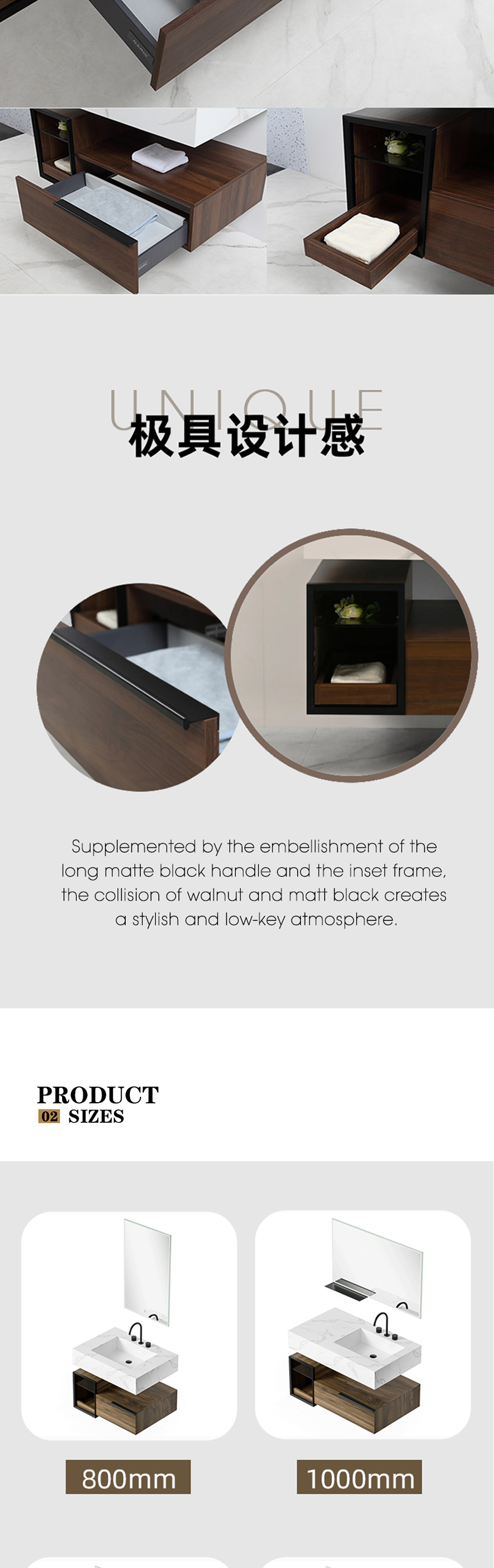 5 star Hotel Bathroom Furniture Luxury Wall Mounted Bathroom Vanity