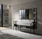 Hotel Luxury Bathroom Cabinet  Unit Classic Sintered Stone Laundry Bathroom Vanity Cabinet With Foldable Mirror