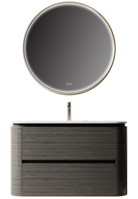VENUS-WH wall mounted bathroom vanity with round LED smart mirror
