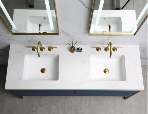 Transform your bathroom into a sanctuary of style with our Trendy and Luxury Prussian Blue Free Standing Bathroom Cabinet. This stunning piece features a beautifully crafted basin and an integrated LED mirror, ensuring functionality meets modern aesthetics.