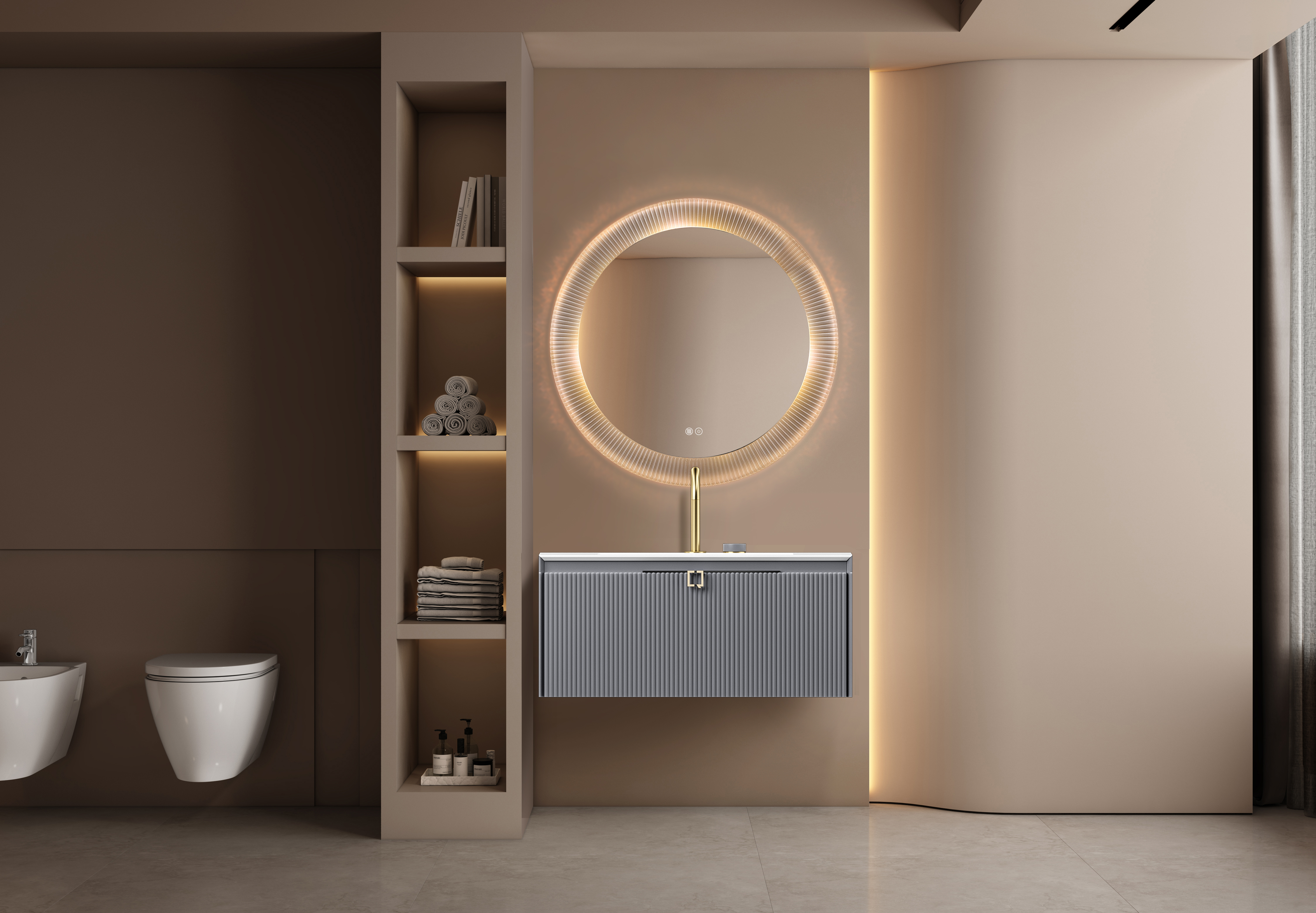 With advanced smart technology, this LED mirror bathroom unit features touch controls and anti-fog capabilities, ensuring a clear reflection even in the steamiest environments. Its stylish frame adds a contemporary touch to any decor, blending functionality with aesthetic appeal.