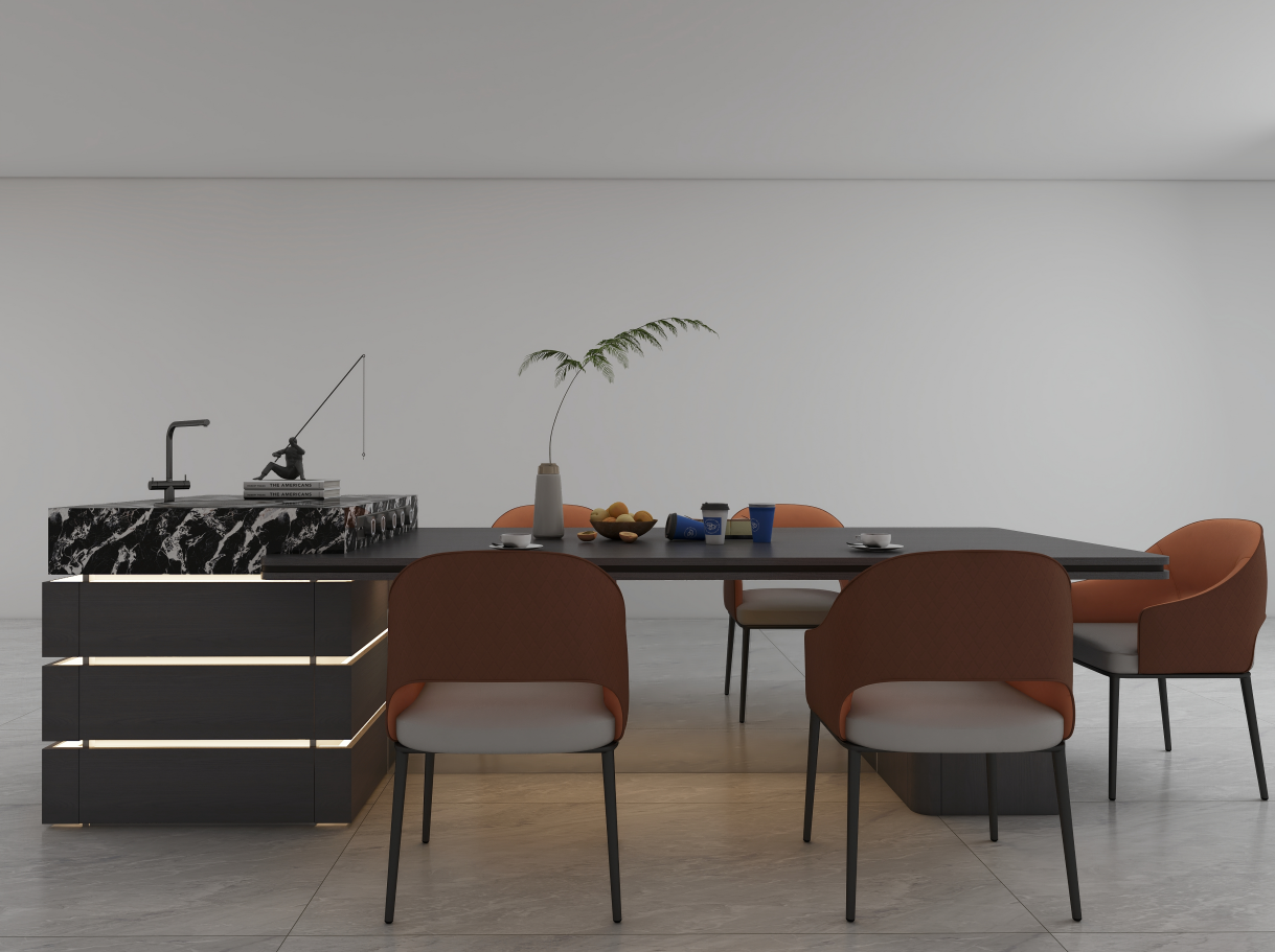 The highlight of this modern kitchen island lies in the motion sensor lights around the cabinet. As you approach, the lights instantly turn on, casting a soft glow that outlines the island’s shape and creates a warm ambiance. Once you leave, they auto-switch off, saving energy while ensuring safety—no more worrying about bumps in the dark. This tech-driven design adds a futuristic touch, enhancing usability during cooking, meal prep, or family gatherings. It’s not just about lighting; it’s about crafting a smarter, cozier living experience.  Safety First: Anti-glare design prevents eye strain, while the soft outline lighting reduces tripping risks in low-light conditions.