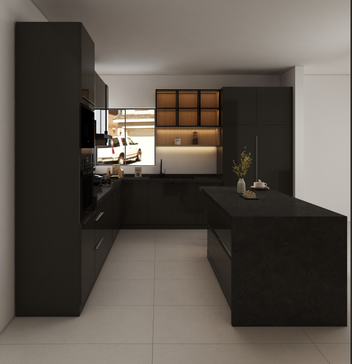 island bench layout showing circulation space in a modern kitchen