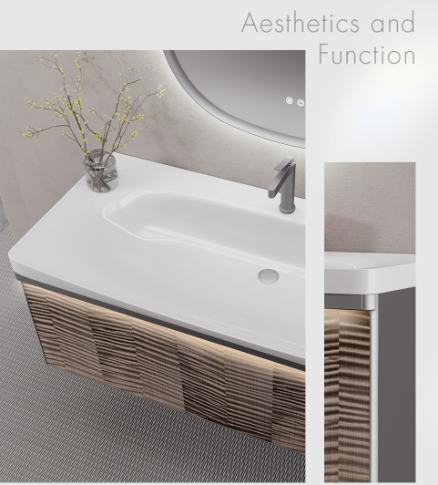 From the rounded corners of the handles to the curves of the original, spacious ceramic integrated basin, every detail continues the same design language.