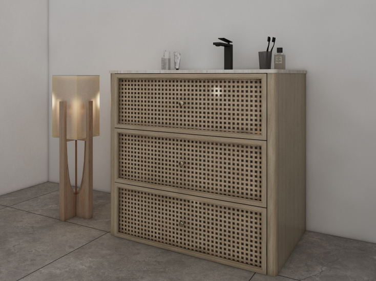 bathroom storage cabinets floor standing with organized drawers and modern bathroom accessories  