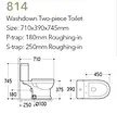 Wash Down Two Piece Toilet P-trap S-trap Dual Flushing Rimless Toilet
