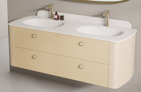 wall mounted bathroom vanity with practical drawer storage and floating installation