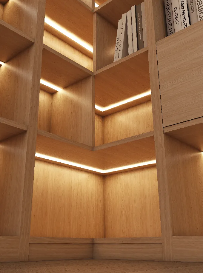The design includes a spacious bookshelf section, perfect for organizing books, collectibles, and decorative items, allowing for easy access and a visually pleasing arrangement. Accompanied by a thoughtfully integrated desk, this bookcase with doors offers additional storage options while maintaining an open feel. The combination of ample shelving and desk space provides an ideal setup for reading, studying, or working from home.